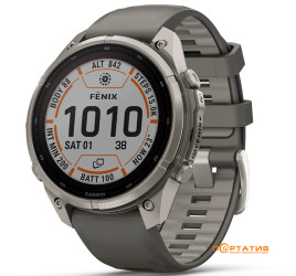 Garmin Fenix 9 Pro – inReach, Solar, 47mm, Titanium with Pebble Grey Silicone Band (010-04338-01)