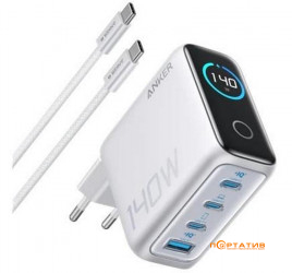 Anker Laptop Charger 140W, 4-Port, PD 3.1 with USB-C Cable Silver (B2697G41)