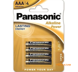 Батарейка Panasonic ALKALINE POWER AAA BLI 4 (LR03REB/4BPR)
