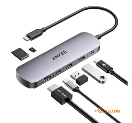 Anker Nano USB-C Hub 7-in-1, PD in 100W, 4K HDMI, 2xUSB-A, USB-C, SD (A83D2HA1)