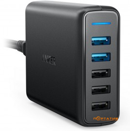 Anker Wall Charger PowerPort 5 with dual QC 3.0 & Power IQ V3 Black (A2054L11)