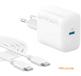 Anker PowerPort 20W USB-C + USB-C Cable White (B2347G21)