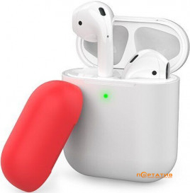 AHASTYLE Two Color Silicone Case for Apple AirPods White/Red (AHA-01380-WWR)