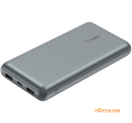 Belkin Power Bank 10000 15W Dual USB-A USB-C Grey (BPB011BTGY)