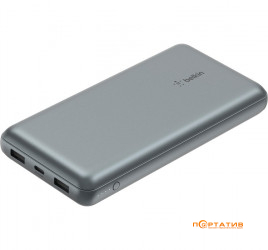 Belkin Power Bank 20000 15W Dual USB-A USB-C Grey (BPB012BTGY)