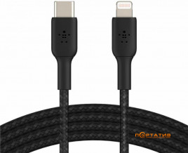 Belkin USB-C - Lightning BRAIDED Cable 1 m Black (CAA004BT1MBK)