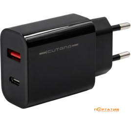 Cutana GaN 20W Dual-Port Power Adapter Black
