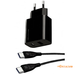 Cutana GaN 20W Dual-Port Power Adapter + Type-C Cable Black