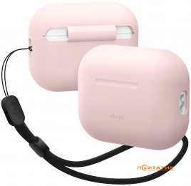 Elago Silicone Basic Case with Nylon Lanyard Light Pink for Airpods Pro 2nd Gen (EAPP2SC-BA+ROSTR-LP