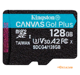 Kingston microSDXC 128GB UHS-I U3 A2 V30 Canvas Go Plus (SDCG4/128GBSP)