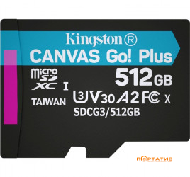 Kingston microSDXC 512GB UHS-I U3 A2 V30 Canvas Go Plus (SDCG3/512GBSP)