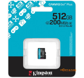 Kingston microSDXC 512GB UHS-I U3 A2 V30 Canvas Go Plus (SDCG4/512GBSP)