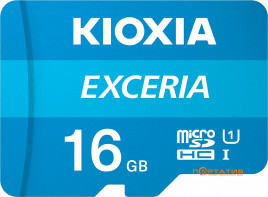 Kioxia microSDHC Card 16GB Exceria Class 10 UHS U1 + SD Adapter (LMEX1L016GG2)