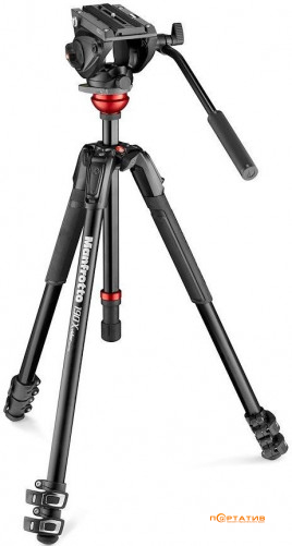 Manfrotto 500 Fluid Video Head with 190X Video Aluminum Tripod (MVK500190XV)