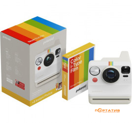 Polaroid Now Gen 3 Pebble White + Color Film Bundle (8 photos)