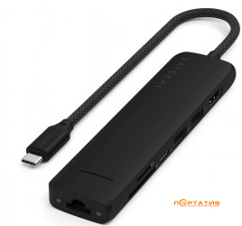 Satechi 7-in-1 USB-C Slim Multiport 4K with Ethernet Black (ST-P7SK)
