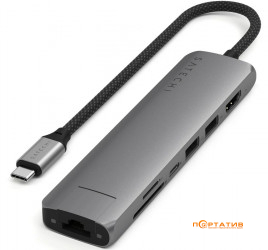 Satechi 7-in-1 USB-C Slim Multiport 4K with Ethernet Space Grey (ST-P7SM)