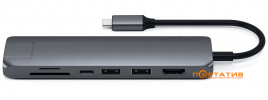 Satechi Aluminum Type-C Slim Multi-Port with Ethernet Adapter Space Gray (ST-UCSMA3M)