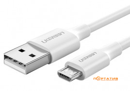 UGREEN US289 USB 2.0 to Micro USB Cable Nickel Plating 2A 1m White (60141)