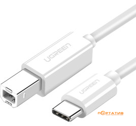 UGREEN US241 USB-C 2.0 to USB-B 2.0 Print Cable 1,5m White (40417)