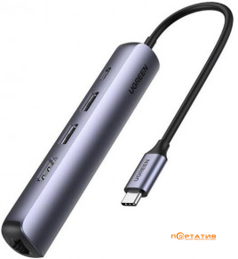 Ugreen CM418 Ultra Slim 5-in-1 USB-C Hub Gray (10919)