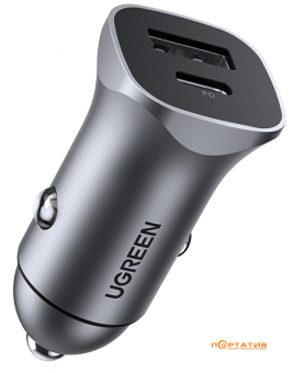 UGREEN Car Charger CD130 20W USB + Type-C PD Gray (30780)