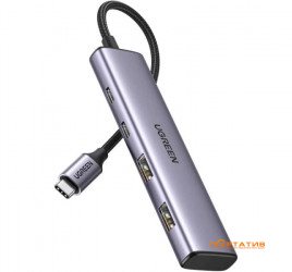 UGREEN CM473 USB-C to 2xUSB 3.0 + 2xUSB-C 5Gpbs Space Grey (15395)