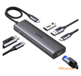 Ugreen CM512 USB-C to HDMI, RJ45, 2xUSB 3.2, 2x USB-C 3.2 Gray (45000)