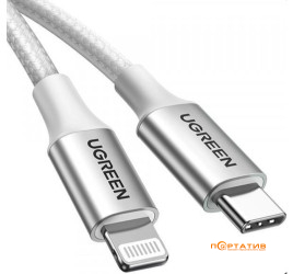 UGREEN US304 Type-C - Lightning 60W 5A Cable Aluminium 1 m White (70523)
