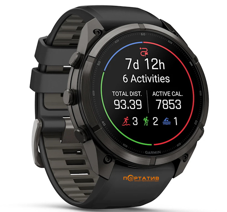 Смарт-годинник Garmin Fenix 9 Pro – inReach, 51mm, Carbon Gray DLC Titanium with Black/Pebble Grey Silicone Band (010-04337-11)