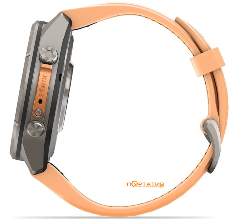 Смарт-годинник Garmin Fenix 9 Pro – inReach, 43mm, Titanium with Shell Pink/Autumn Orange Silicone Band (010-04335-01)