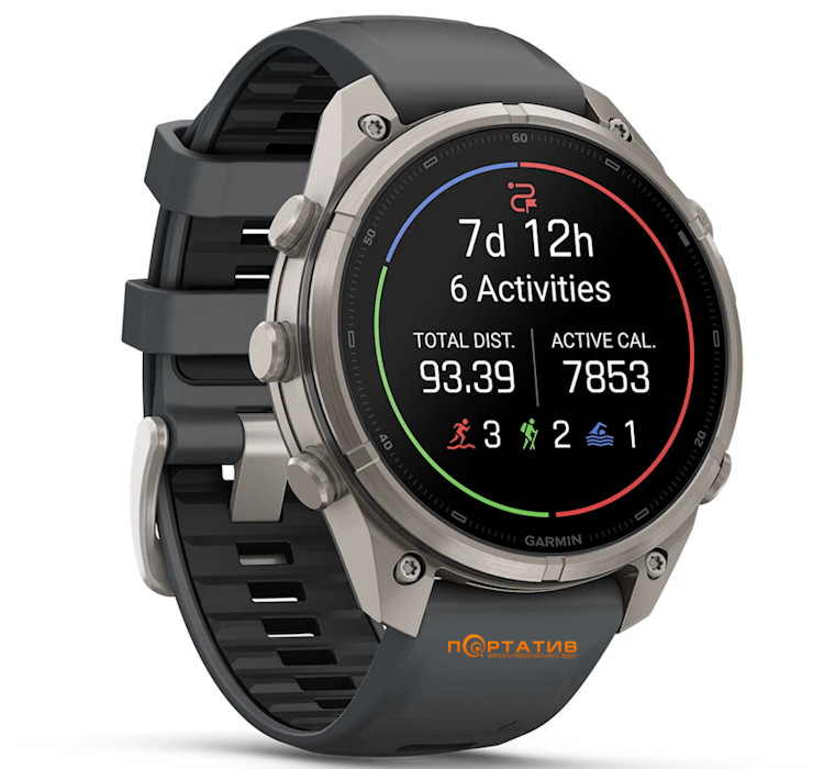 Смарт-годинник Garmin Fenix 9 Pro – inReach, 47mm, Titanium with Graphite/Black Silicone Band (010-04336-21)