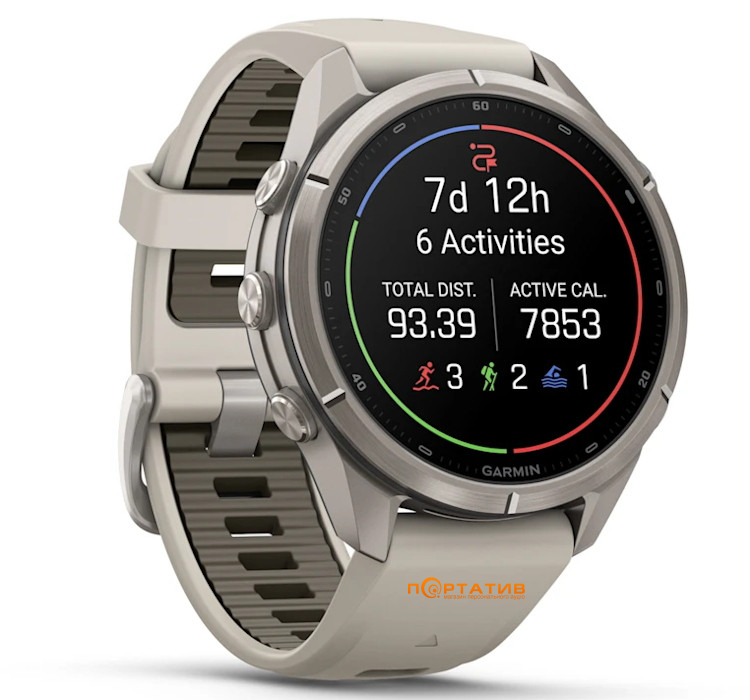 Смарт-годинник Garmin Fenix 9 Pro – 43mm, Titanium with Fog Grey/Dark Sandstone Silicone Band (010-04335-86)