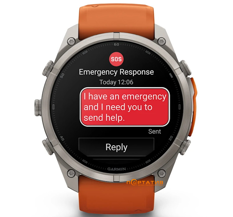Cмарт-годинник Garmin Fenix 9 Pro – inReach, 51mm, Titanium with Autumn Orange/Spark Orange Silicone Band (010-04337-01)
