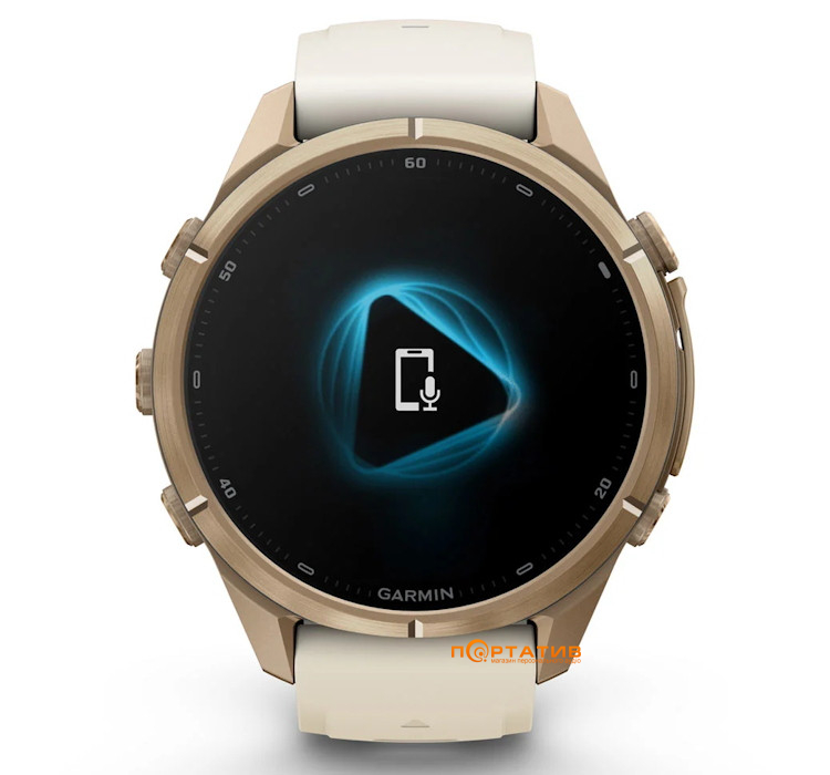Смарт-годинник Garmin Fenix 9 Pro – inReach, 43mm, Autumn Gold Titanium with Cream/French Grey Silicone Band (010-04335-21)