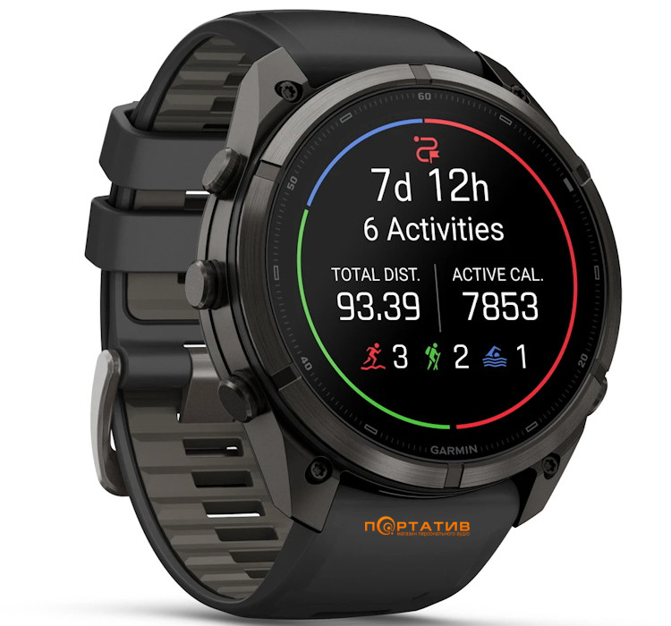Смарт-годинник Garmin Fenix 9 Pro – 51mm, Carbon Gray DLC Titanium with Black/Pebble Grey Silicone Band (010-04337-16)