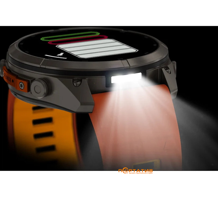 Cмарт-годинник Garmin Fenix 9 Pro – inReach, 51mm, Titanium with Autumn Orange/Spark Orange Silicone Band (010-04337-01)