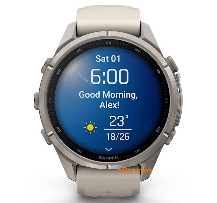 Смарт-годинник Garmin Fenix 9 Pro – 43mm, Titanium with Fog Grey/Dark Sandstone Silicone Band (010-04335-86)