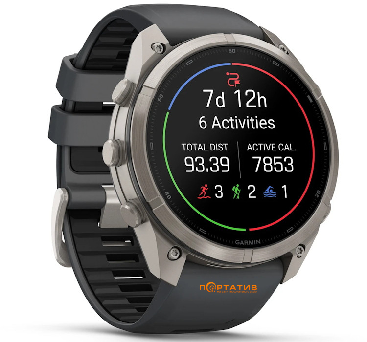 Смарт-годинник Garmin Fenix 9 Pro – 51mm, Titanium with Graphite/Black Silicone Band (010-04337-26)