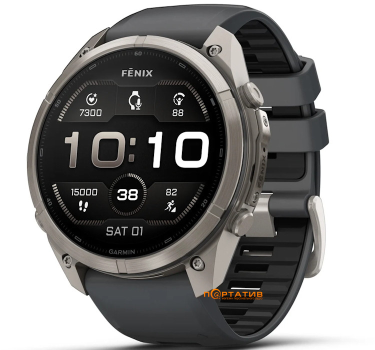 Смарт-годинник Garmin Fenix 9 Pro – 51mm, Titanium with Graphite/Black Silicone Band (010-04337-26)