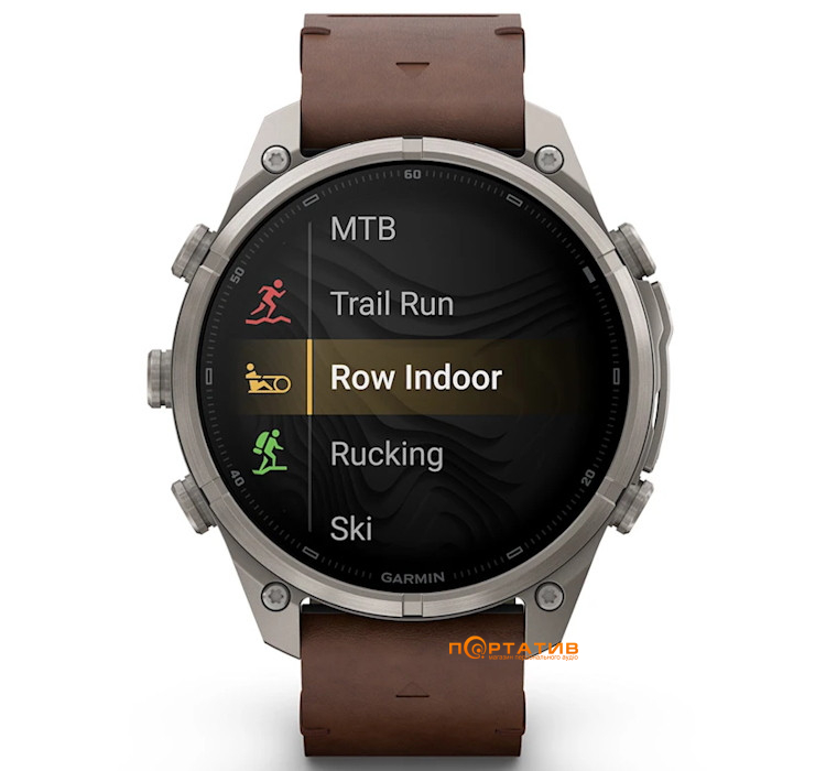 Смарт-годинник Garmin Fenix 9 Pro – inReach, 47mm, Titanium with Walnut Leather Band (010-04336-41)