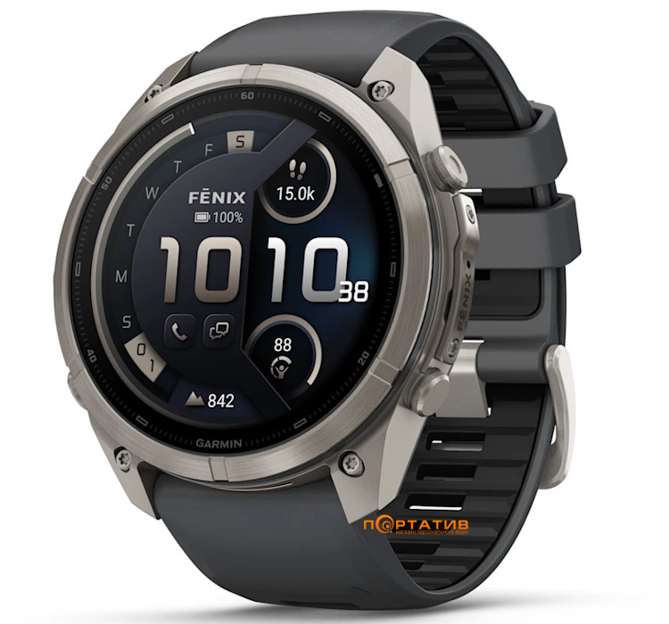 Смарт-годинник Garmin Fenix 9 Pro – inReach, 51mm, Titanium with Graphite/Black Silicone Band (010-04337-21)