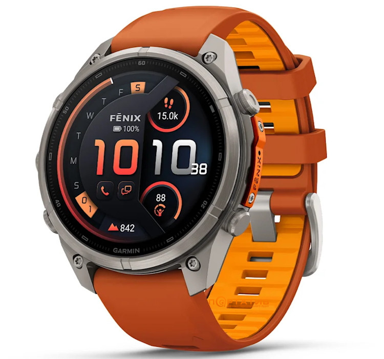Смарт-годинник Garmin Fenix 9 Pro – inReach, 47mm, Titanium with Autumn Orange/Spark Orange Silicone Band (010-04336-01)