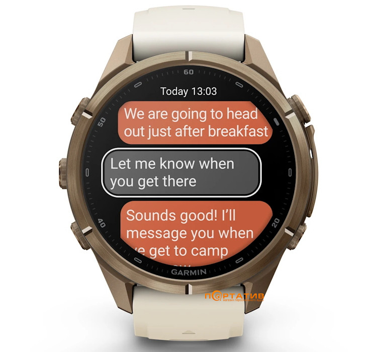 Смарт-годинник Garmin Fenix 9 Pro – inReach, 43mm, Autumn Gold Titanium with Cream/French Grey Silicone Band (010-04335-21)
