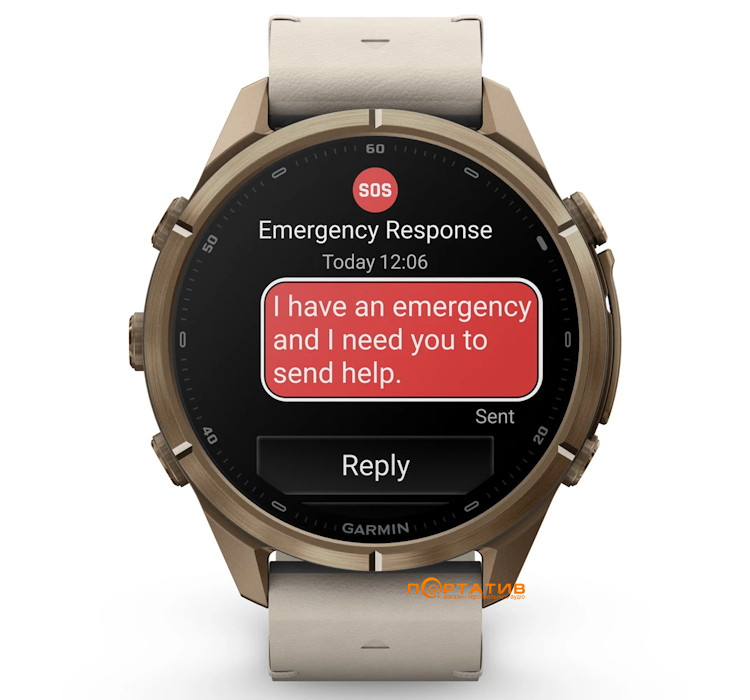 Смарт-годинник Garmin Fenix 9 Pro – inReach, 43mm, Autumn Gold Titanium with Bone Leather Band (010-04335-41)