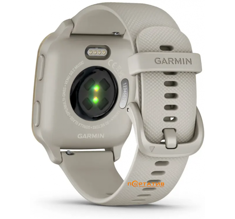 Garmin Venu Sq 2 Music Cream Gold Aluminium Bezel with French Grey Case and Silicone Band (010-02700-12)