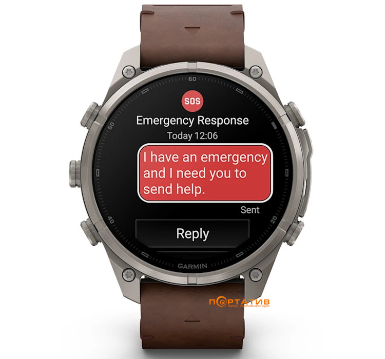 Смарт-годинник Garmin Fenix 9 Pro – inReach, 47mm, Titanium with Walnut Leather Band (010-04336-41)