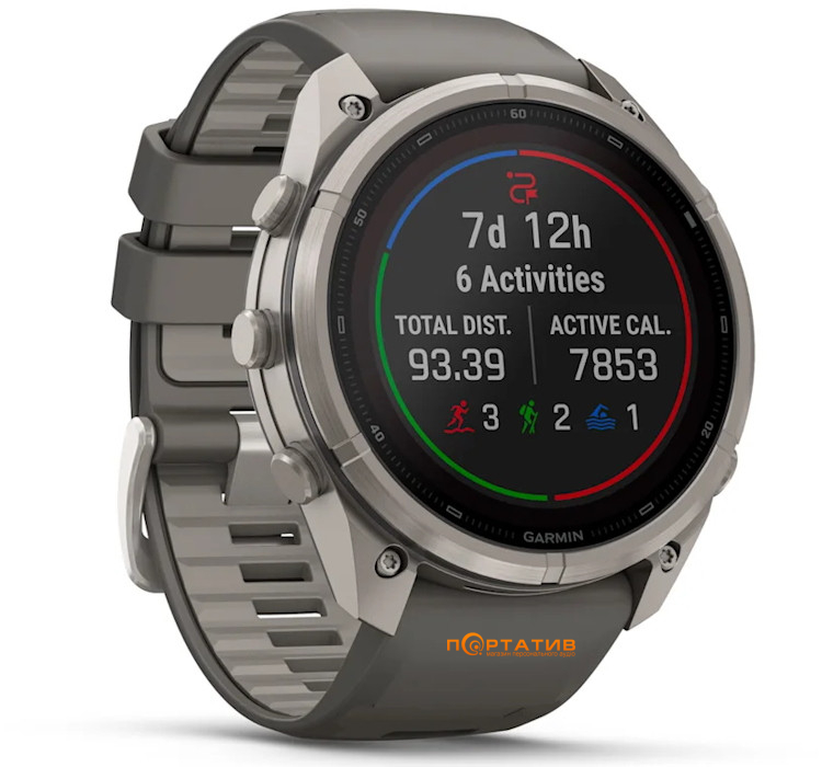 Смарт-годинник Garmin Fenix 9 Pro – inReach, Solar, 51mm, Titanium with Pebble Grey Silicone Band (010-04339-01)