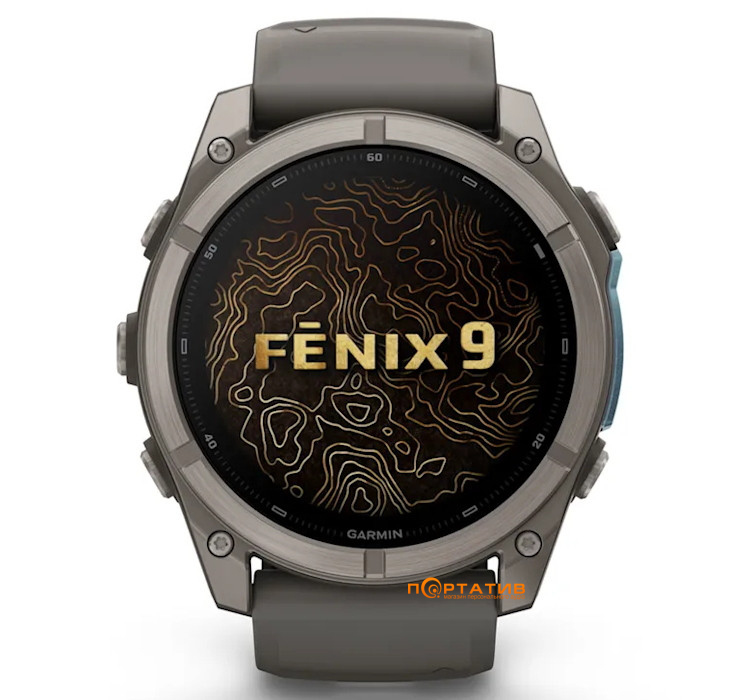 Смарт-годинник Garmin Fenix 9 – 51mm, Titanium with Pebble Grey Silicone Band (010-04763-01)