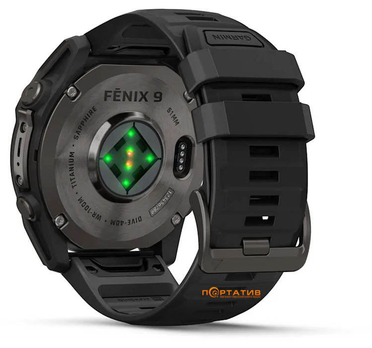 Смарт-годинник Garmin Fenix 9 – 51mm, Carbon Grey DLC Titanium with Black Silicone Band (010-04763-11)